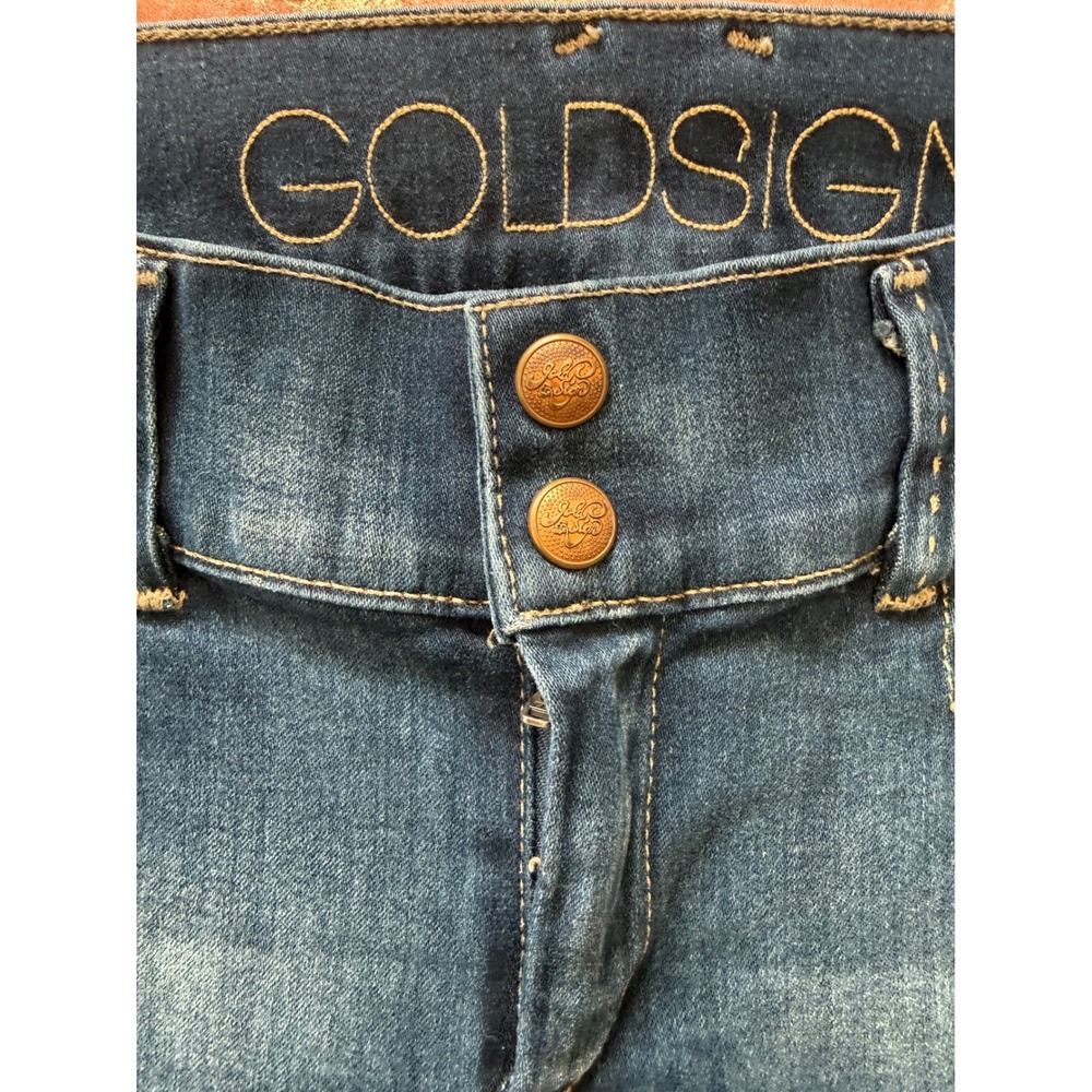 Goldsign Sissi Flare Jeans Medium Wash Double Button Wide Leg Denim Made in USA - Picture 4 of 13